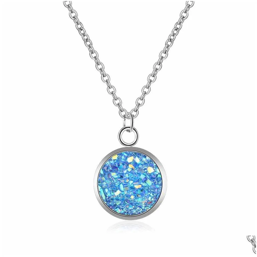 fashion removable necklace for women stainless steel diy colorful resin charm pendants necklaces