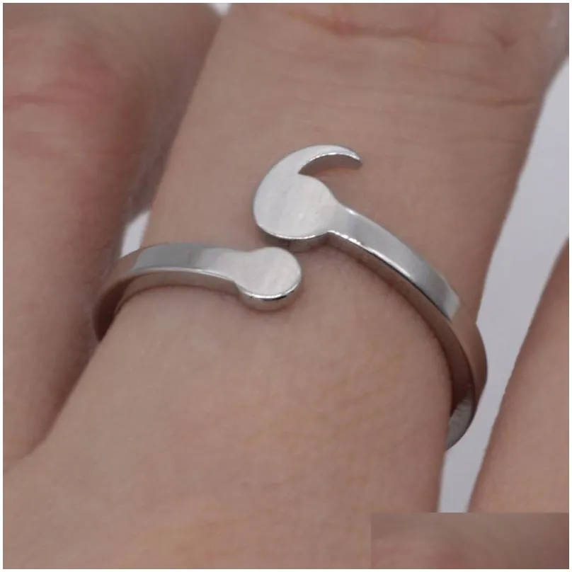 creative semicolon design opening wave ring for women men silver color inspirational jewelry graduate gifts for lover