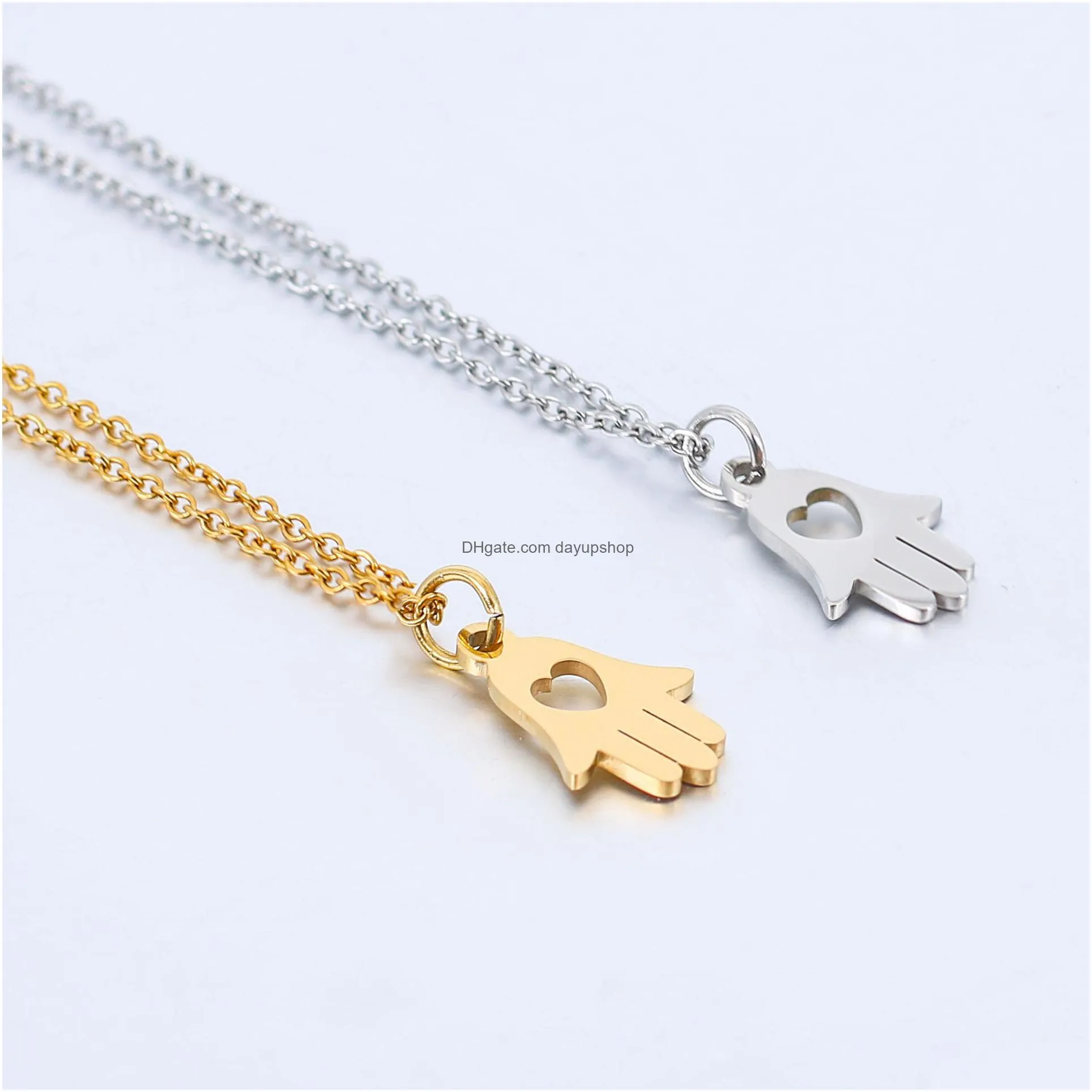 wholesale stainless steel yoga necklace buddha hamsa hand pendant necklaces for women gift fashion jewelry collar new