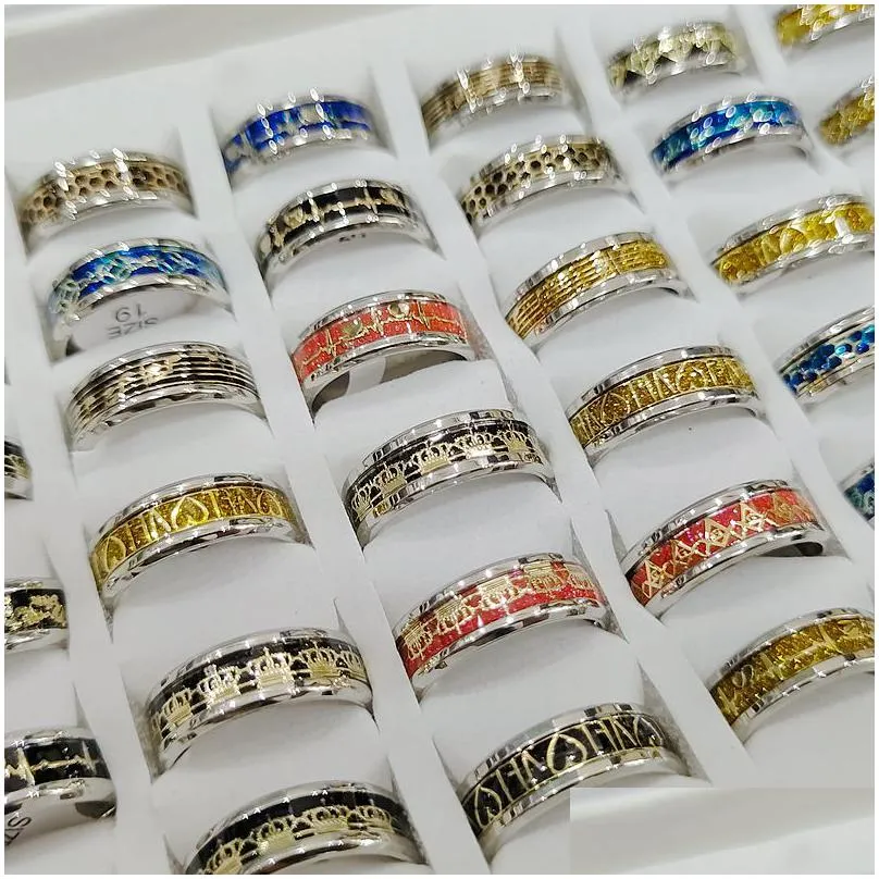 30pcs mix 316l stainless steel mix pattern ring vintage mens cool fashion ring quality jerwelry wholesale hot sale