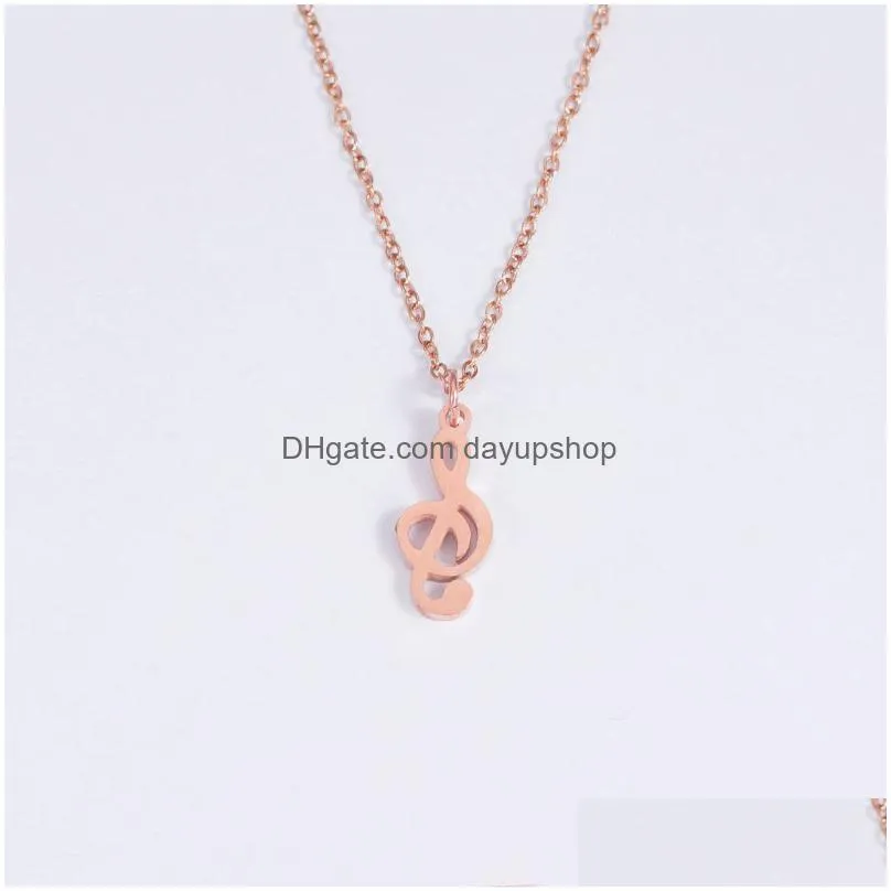 wholesale stainless steel necklace music note pendent necklaces for women girls kids birthday gifts fashion music jewelry new