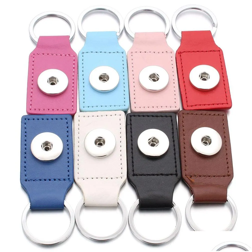 noosa pu leather 18mm snap button key rings keychain fit diy ginger snaps keyrings jewelry