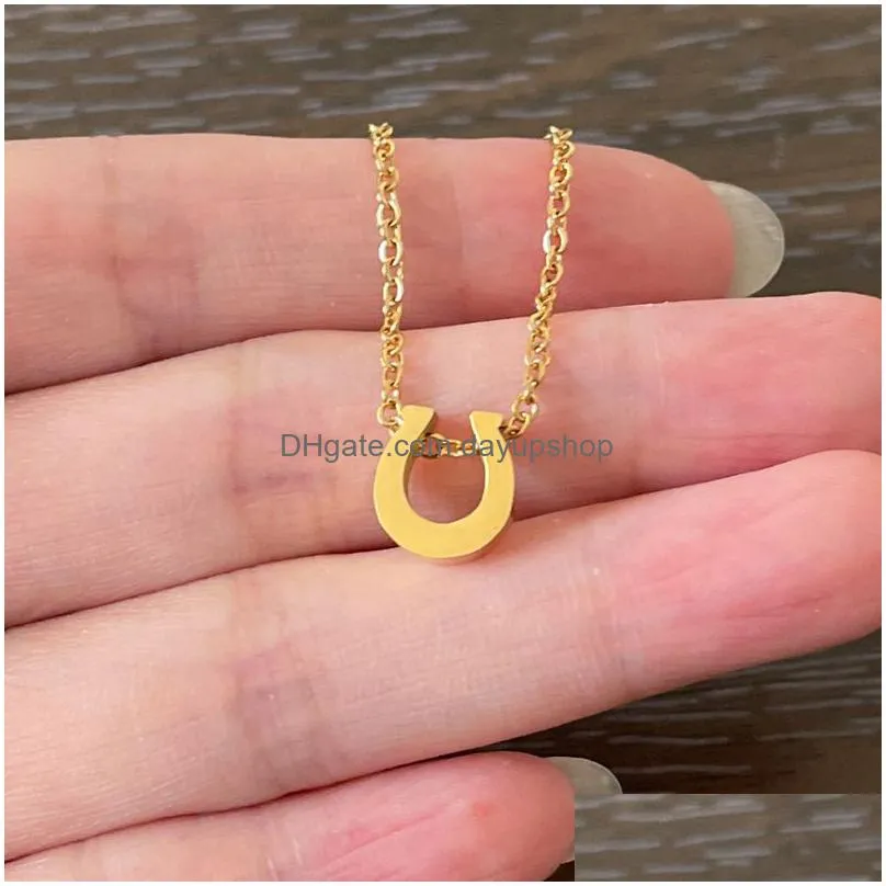 wholesale stainless steel necklace horseshoe pendant necklaces for women gift fashion horse shoe jewelry collar new