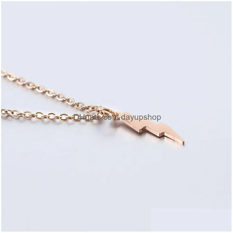 wholesale lightning necklaces for women girls gifts stainless steel pendant necklace rose gold jewelry fashion trendy jewellery