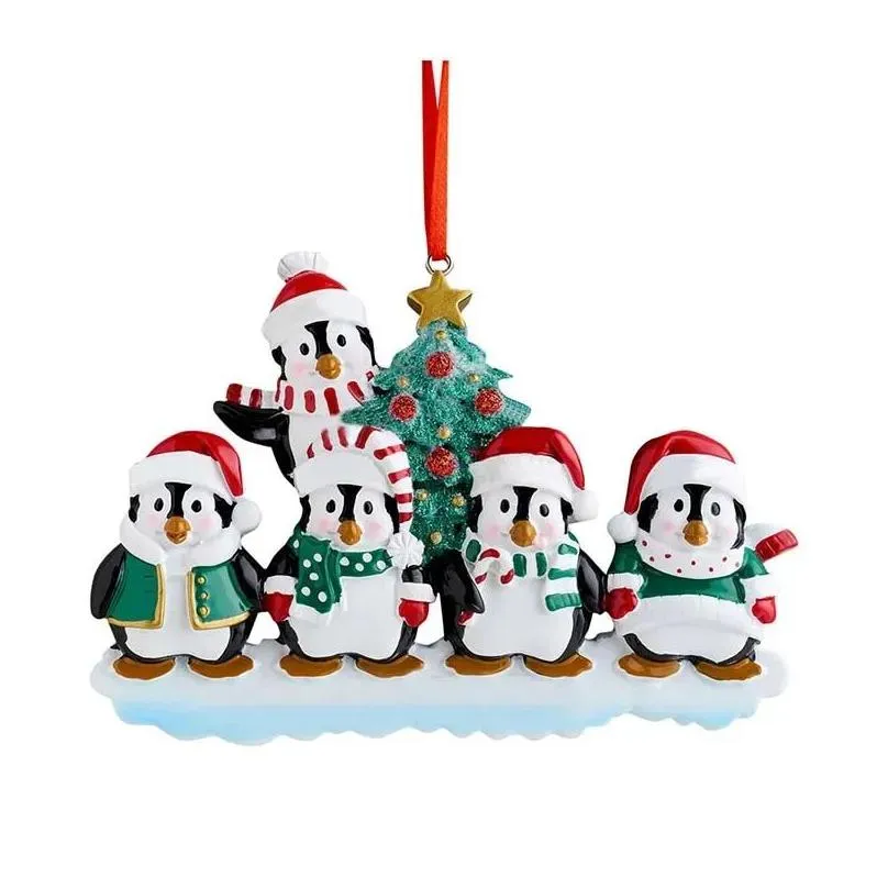 christmas family penguin ornament resin personalized home xmas tree decoration christmas room decor 