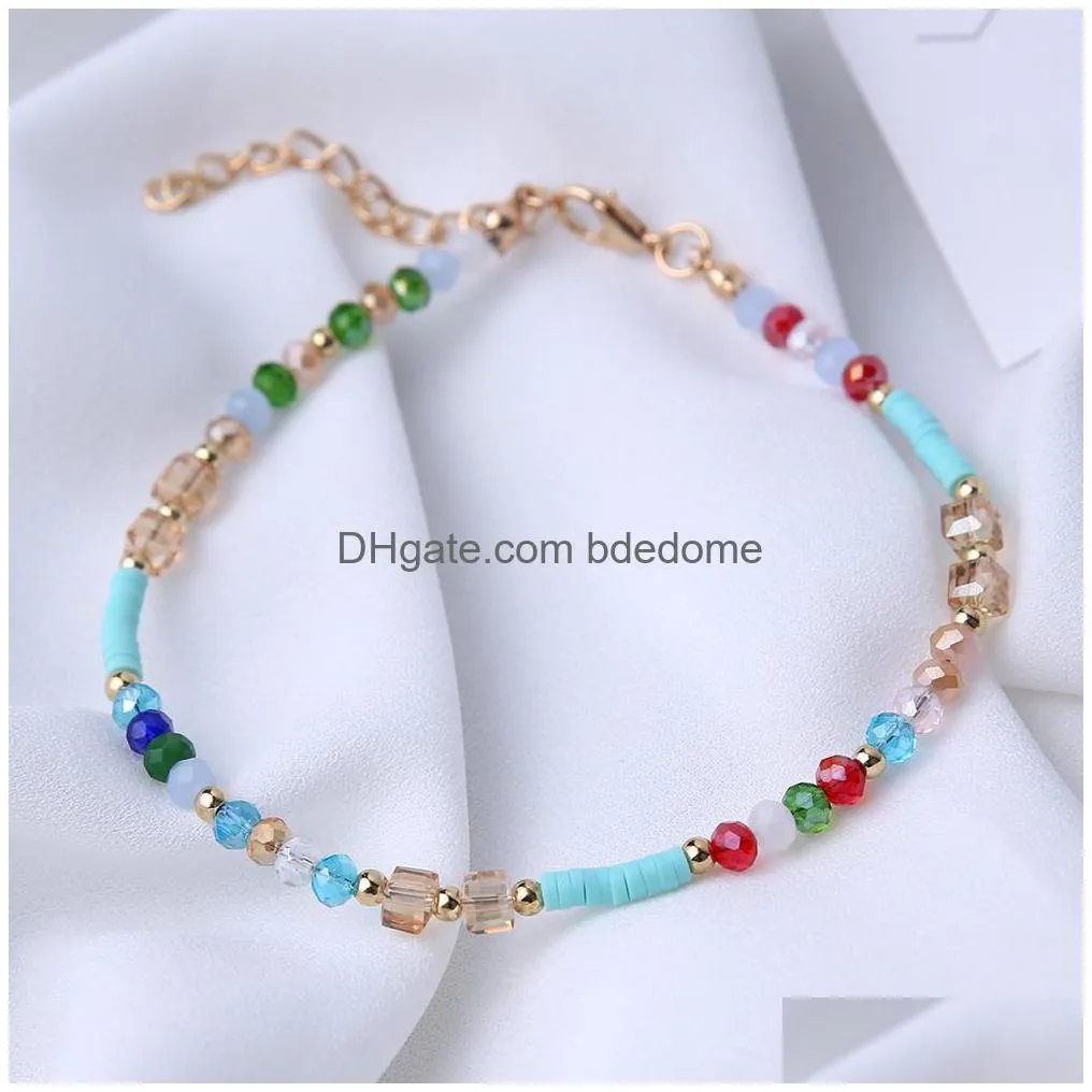 fashion personalized contrast color bead anklets for women barefoot sandals foot anklet bracelet bohemia summer beach charm bead jewelry