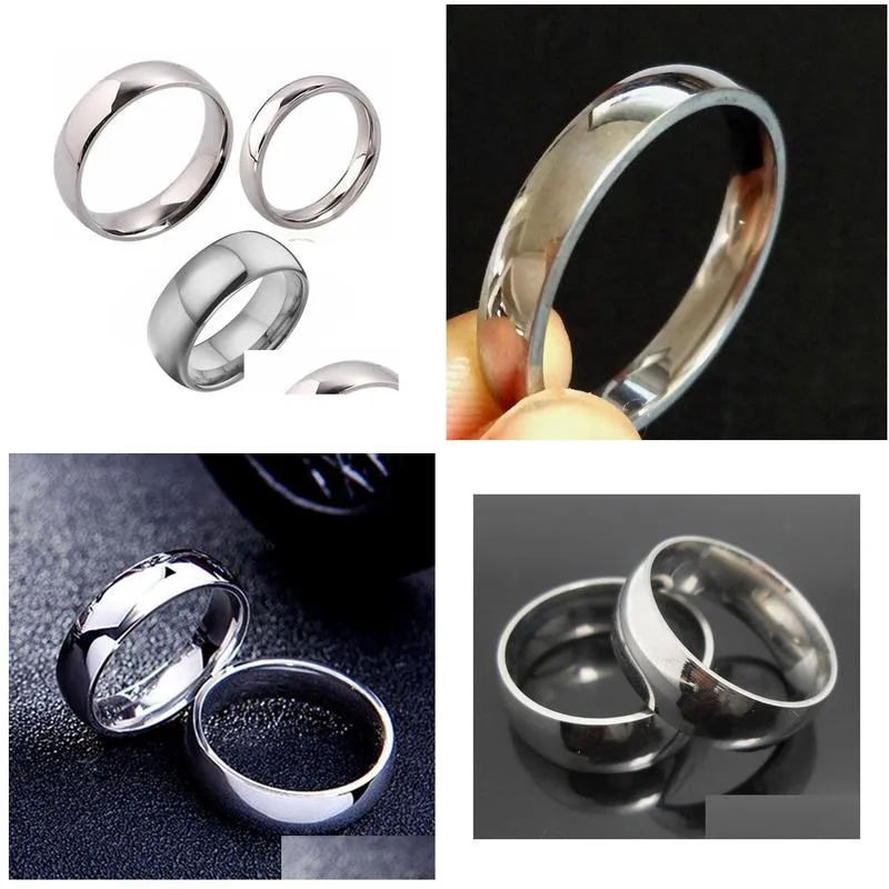 bulk lots 1500pcs top mix of 4mm 6mm 8mm silver band 316l stainless steel rings comfort-fit quality men women rings wholsesale jewelry