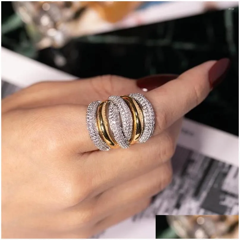 cluster rings big 925 silver cocktail finger for women luxury gold plated 238pcs simulated diamond painting full stone ring jewelry