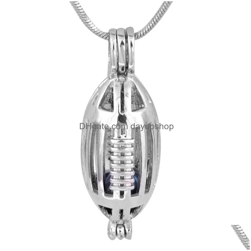 18kgp silver love wish natural pearl cage pendant owlcompassnew hearttreasure chestrugbybatman fashion charm pendants 20pcsl6015146