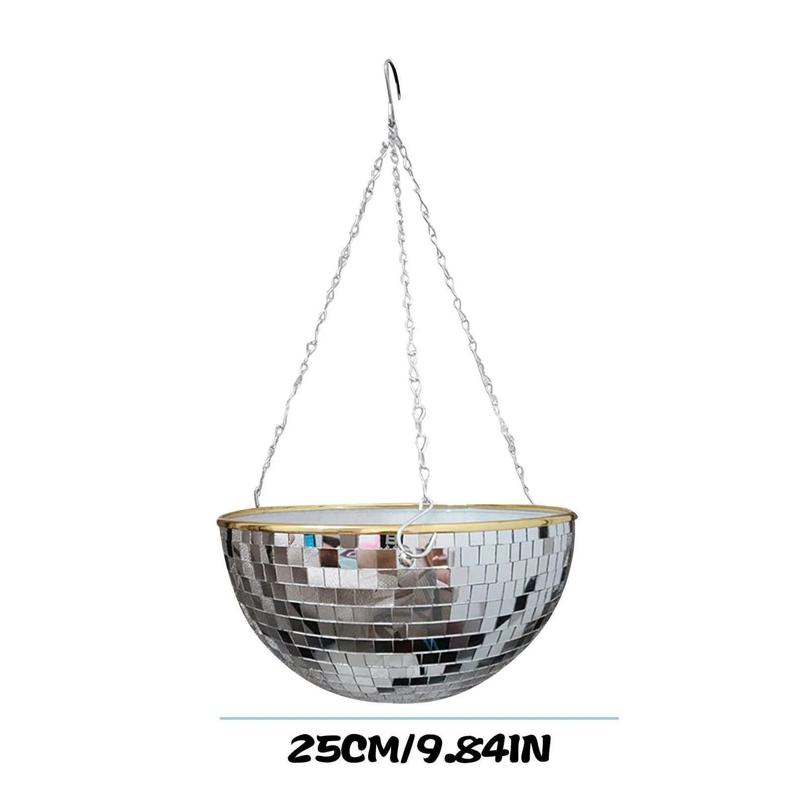 disco ball planter globe shape hanging vase flower planter pots rope hanging wall homw decor vase container room decoration 210615