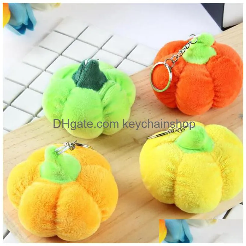 mini cute cartoon pumpkin plush toy keychain halloween small car ornaments creative vegetable pendant bag keyring