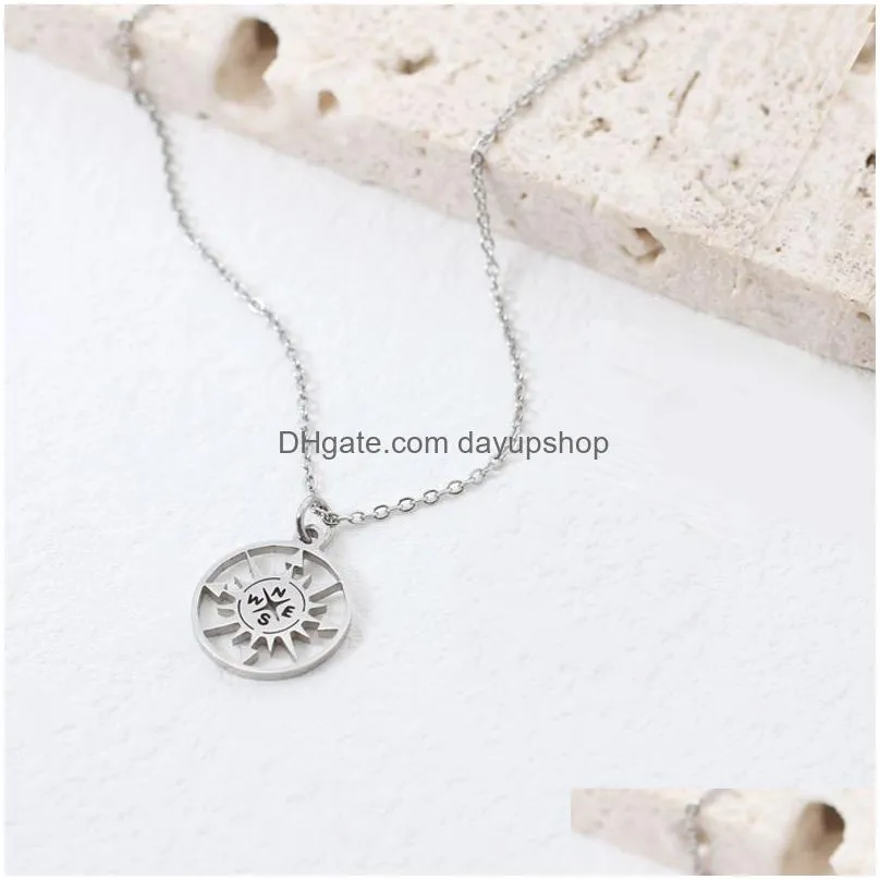 wholesale stainless steel necklace compass necklaces for women men graduation pendants for graduaters gifts jewelry fashion new collar