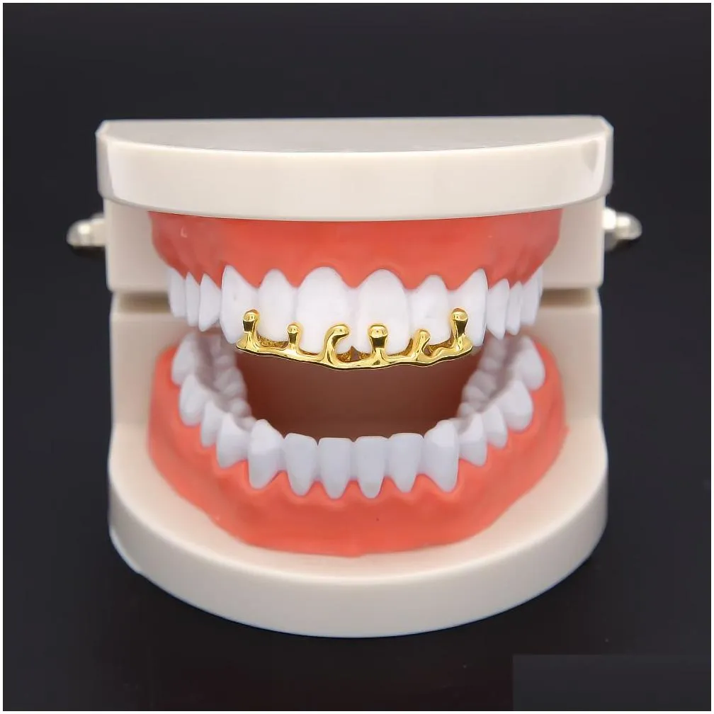 new custom fit gold color hip hop teeth drip grillz caps lower bottom grill silver grills