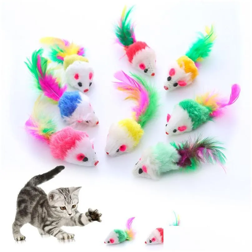 Cat Toys Plush Mouse Simulation Mouses For Cats Dogs Funny FeatherCat Toy Plush Sound