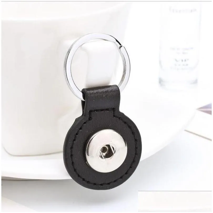 round pu leather snap button keychain 8 colors key rings fit diy 18mm snap jewelry
