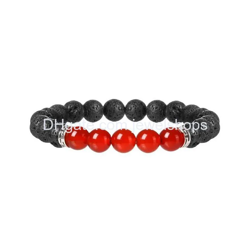power beads volcanic energy bracelet 8mm black lava stone rock with tibet accessory bracelets for men jewelry