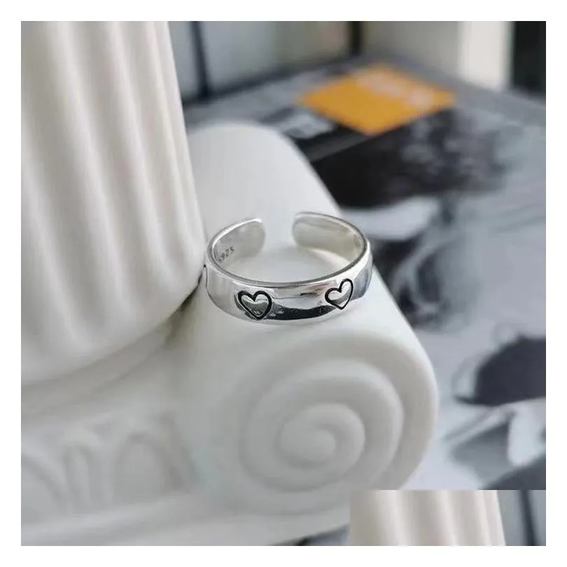 silver love heart width band rings for women couples creative trendy birthday jewelry gifts prevent allergy