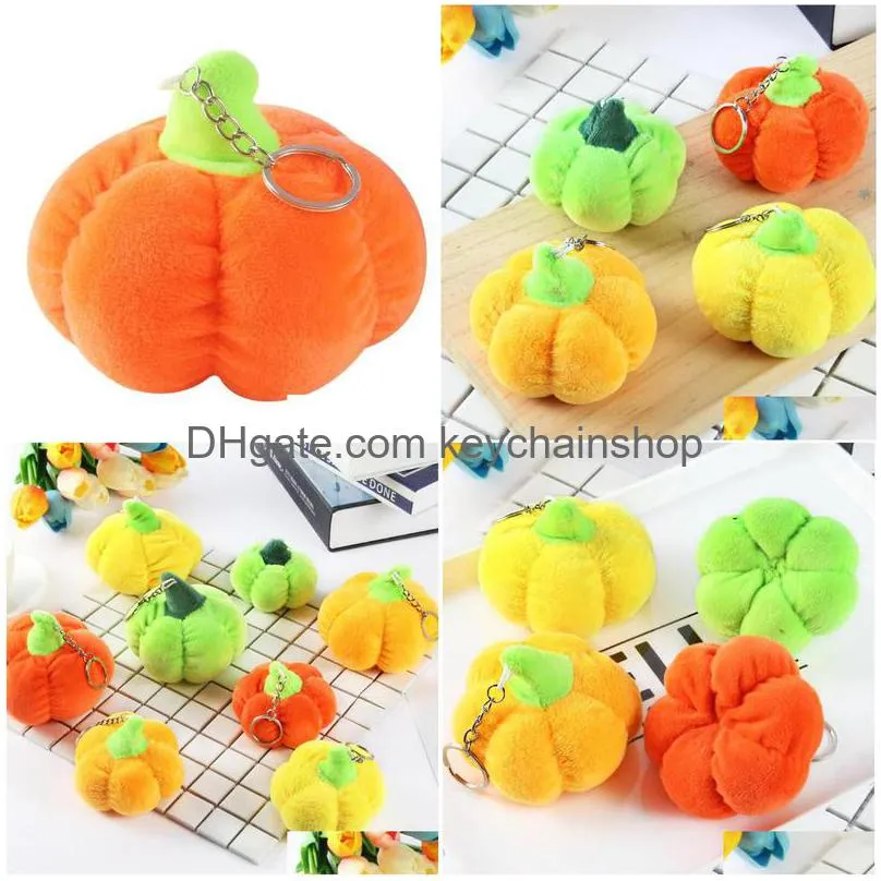 mini cute cartoon pumpkin plush toy keychain halloween small car ornaments creative vegetable pendant bag keyring