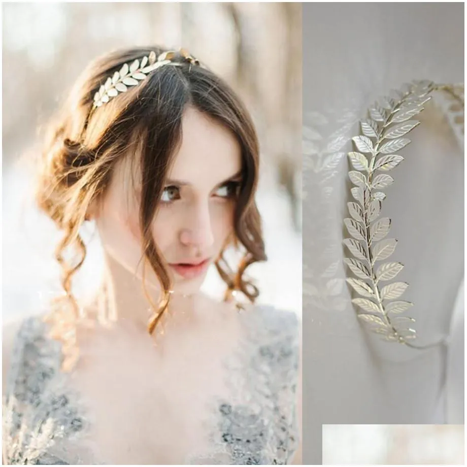 Retro Gold leaf wedding roman bride greek women hair accessories head jewel headband head tiaras crown jewelry