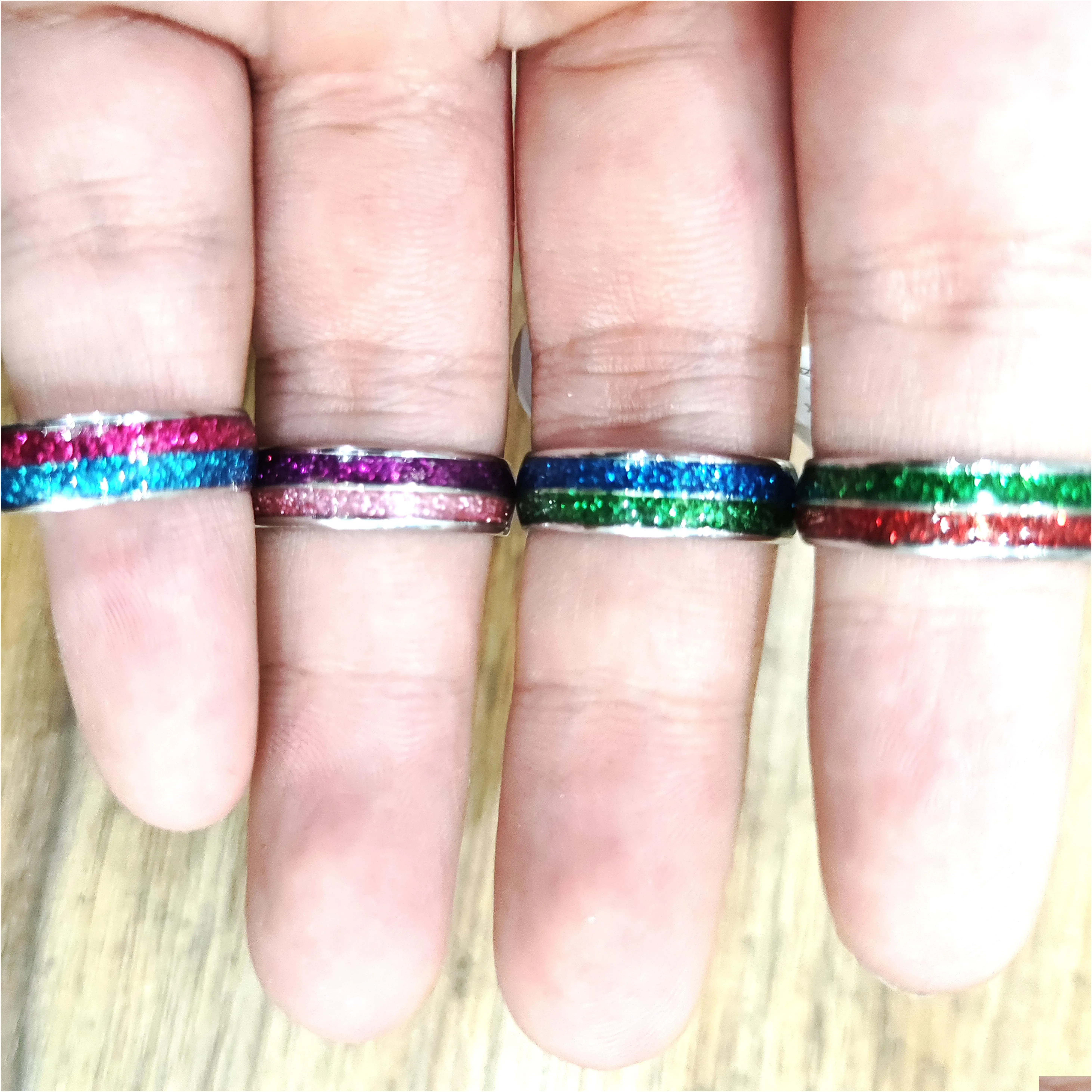 30 pcs/batch wholesale color dual color combination shiny and simple alloy men`s and women`s rings fashion jewelry batch