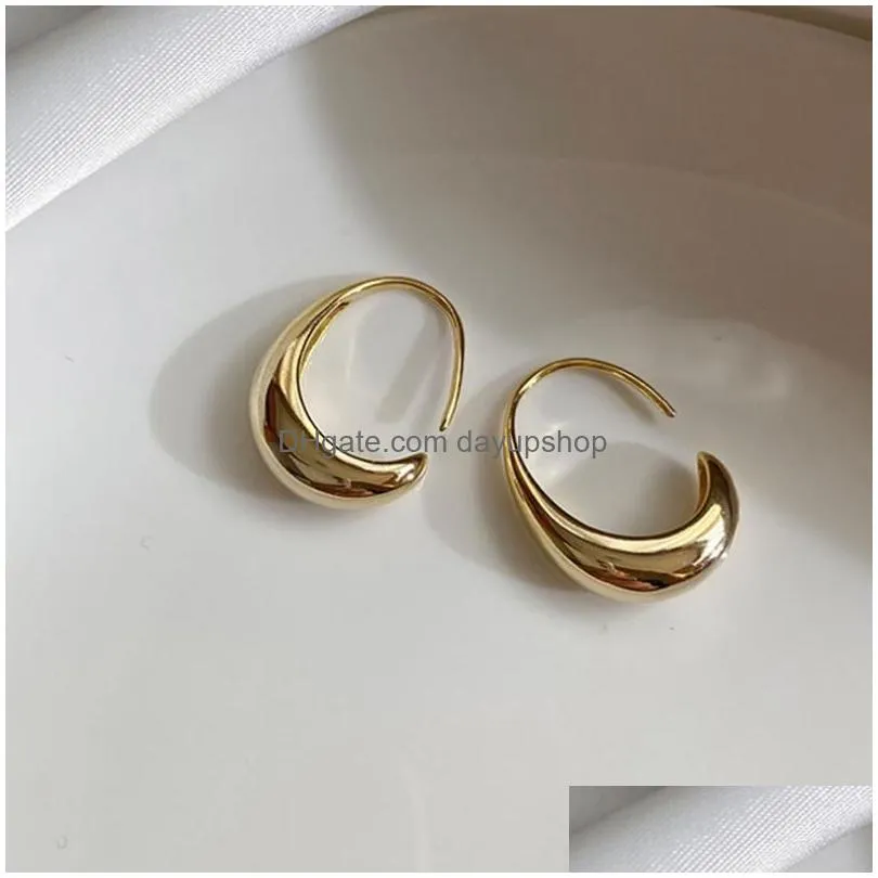 hoop & huggie gold chic water drop shaped earrings women`s chunky hoops geometrical brass minimalist wedding party jewelryhoop