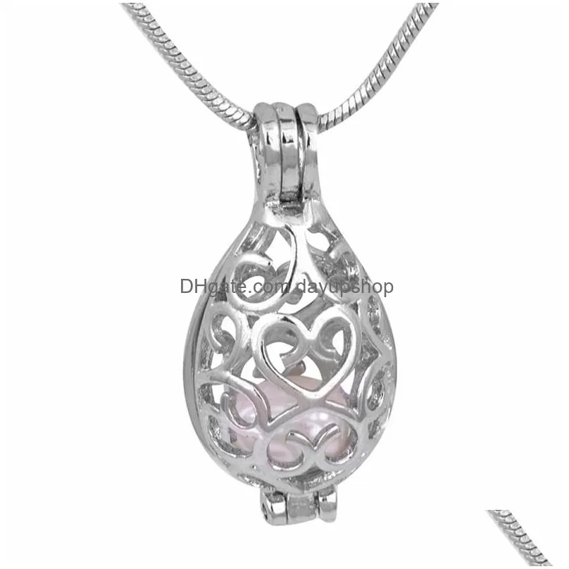 18kgp silver love wish natural pearl cage pendant owlcompassnew hearttreasure chestrugbybatman fashion charm pendants 20pcsl6015146