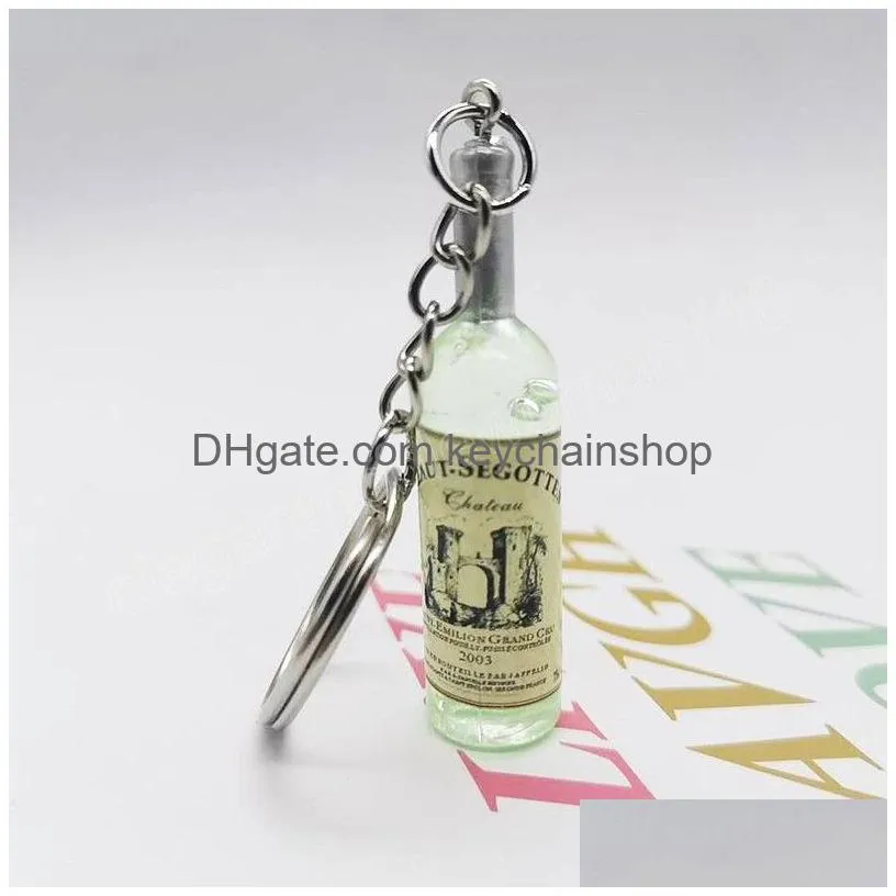 novelty wine bottle pendant key rings women men cute acrylic beer wine bottle key chains accessories bar souvenirs gifts