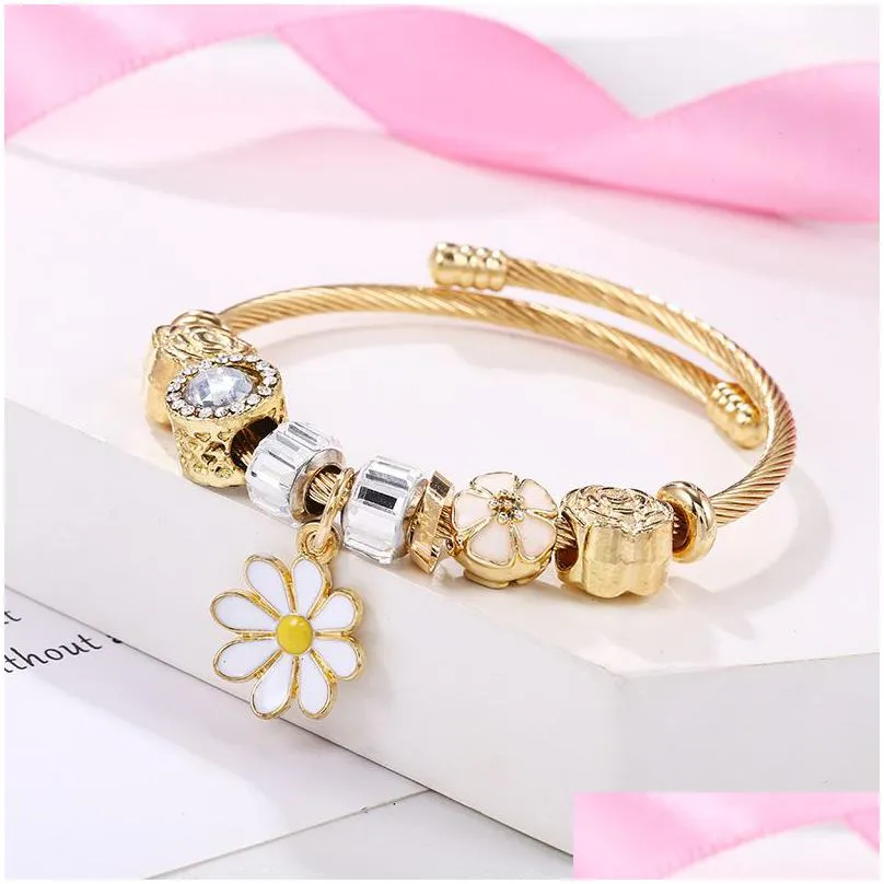 gold color adjustable sunflower cuff bangle bracelet for women fine jewelry 2022 new