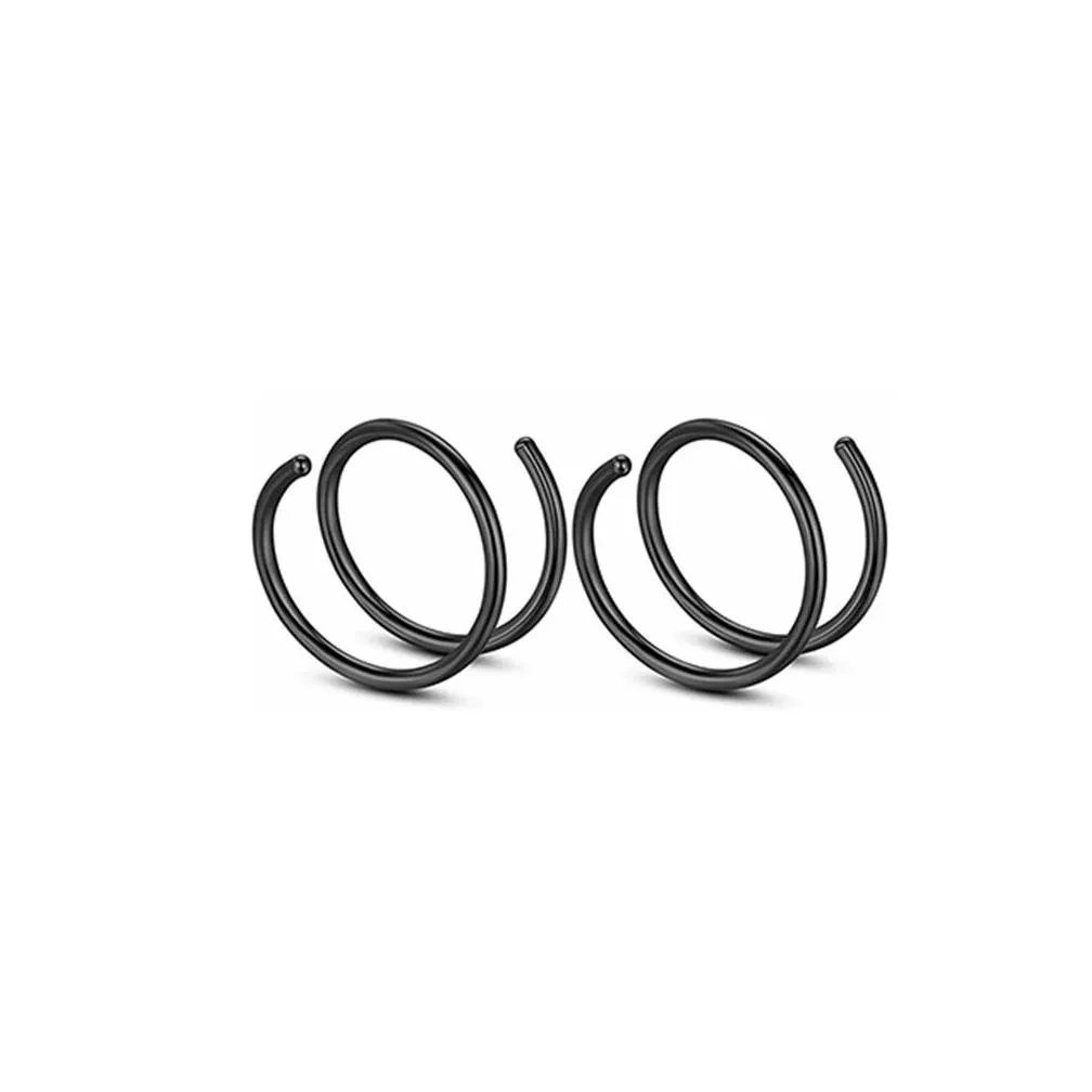 2/5pcs/pack stainless steel double layers nose ring piercing for women men ear tragus earrings lip hoop fashion jewelry 10mm
