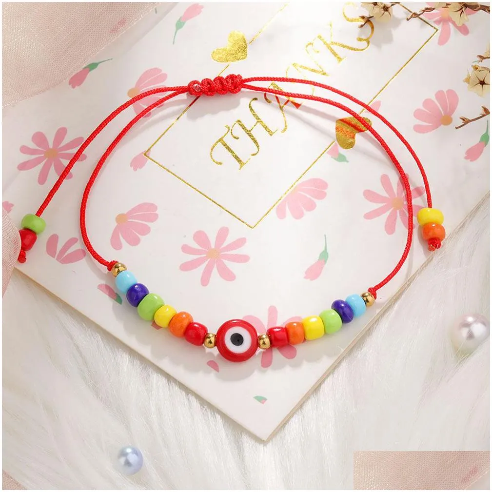 turkish evil blue eye bracelet for women fashion beads 2021 bohemian rainbow beaded jewelry rope string lucky bracelets