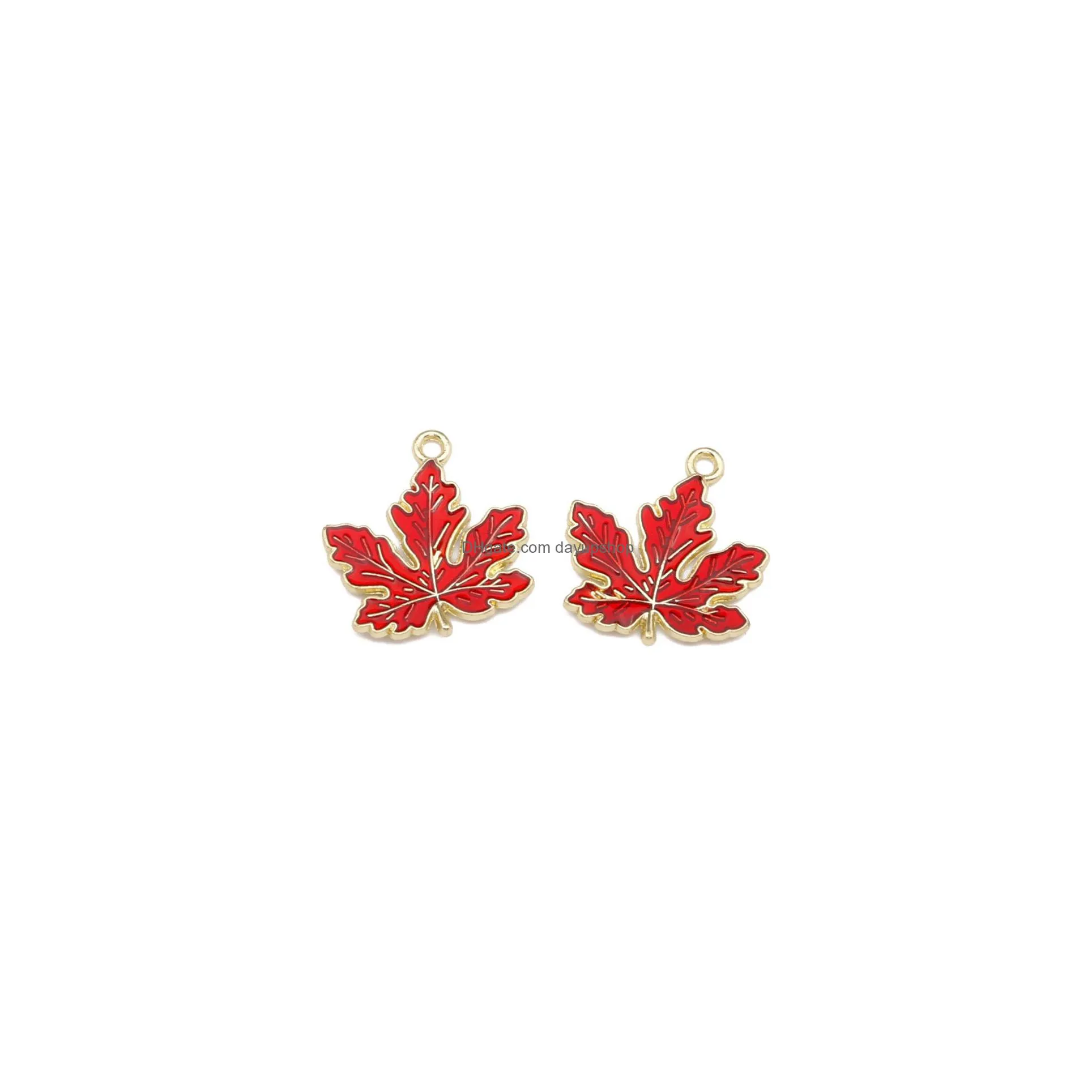 50pcs green red maple leaf charm wholesale pendant for diy jewelry making bracelets charms necklace earrings keychains bookmarks