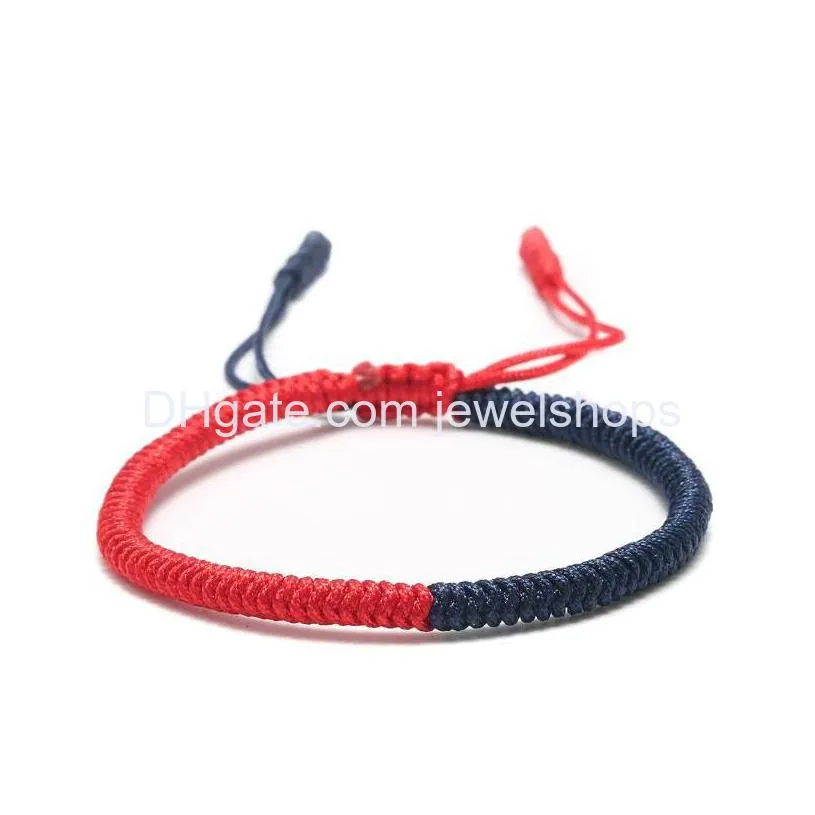 multi-colors buddhism vajrayana knot adjustable bracelet handmade cotton rope lucky knots tibetan bracelets for man and woman