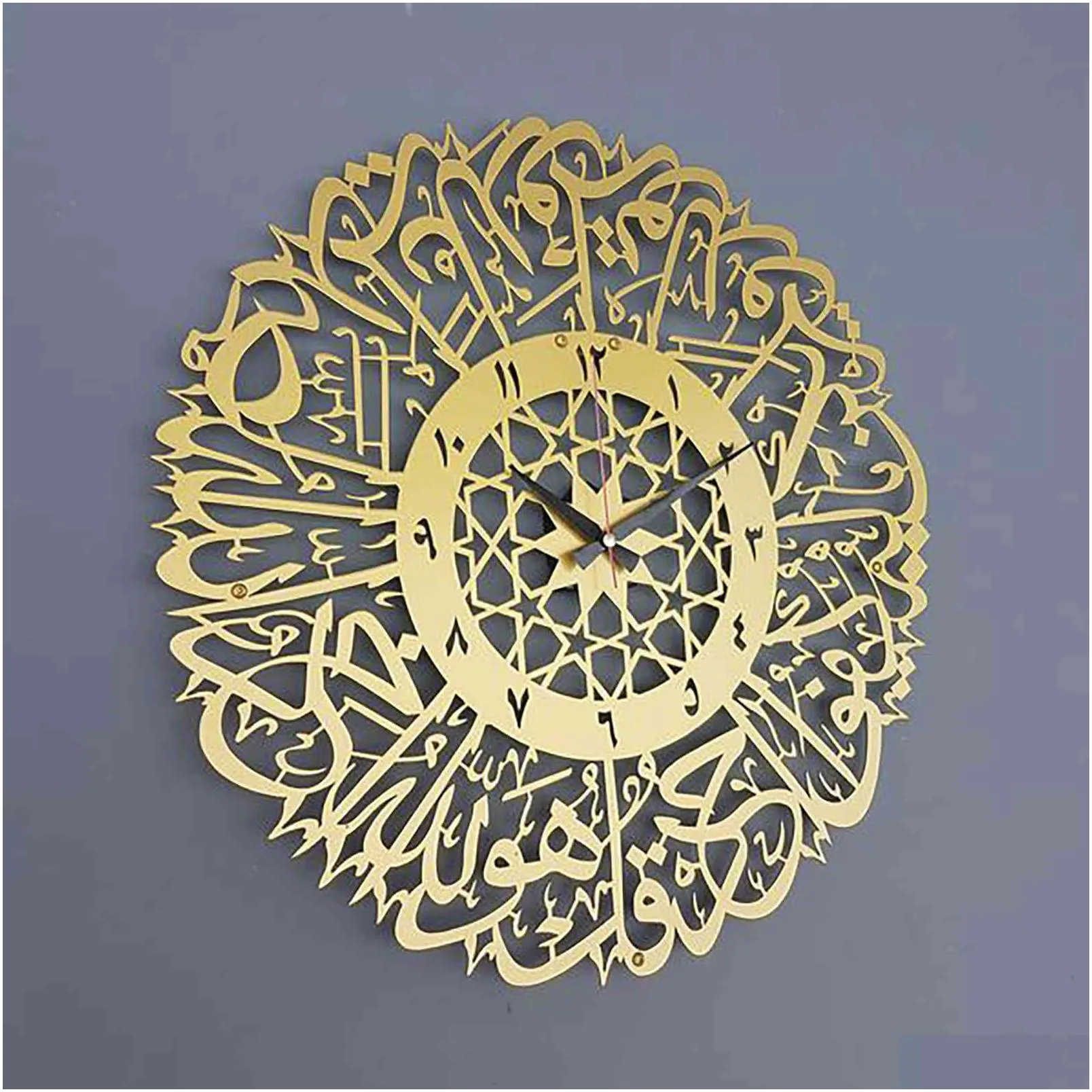 acrylic surah al ikhlas wall clock islamic calligraphy islamic gifts eid gift ramadan decor islamic luxury wall clock for home 210401