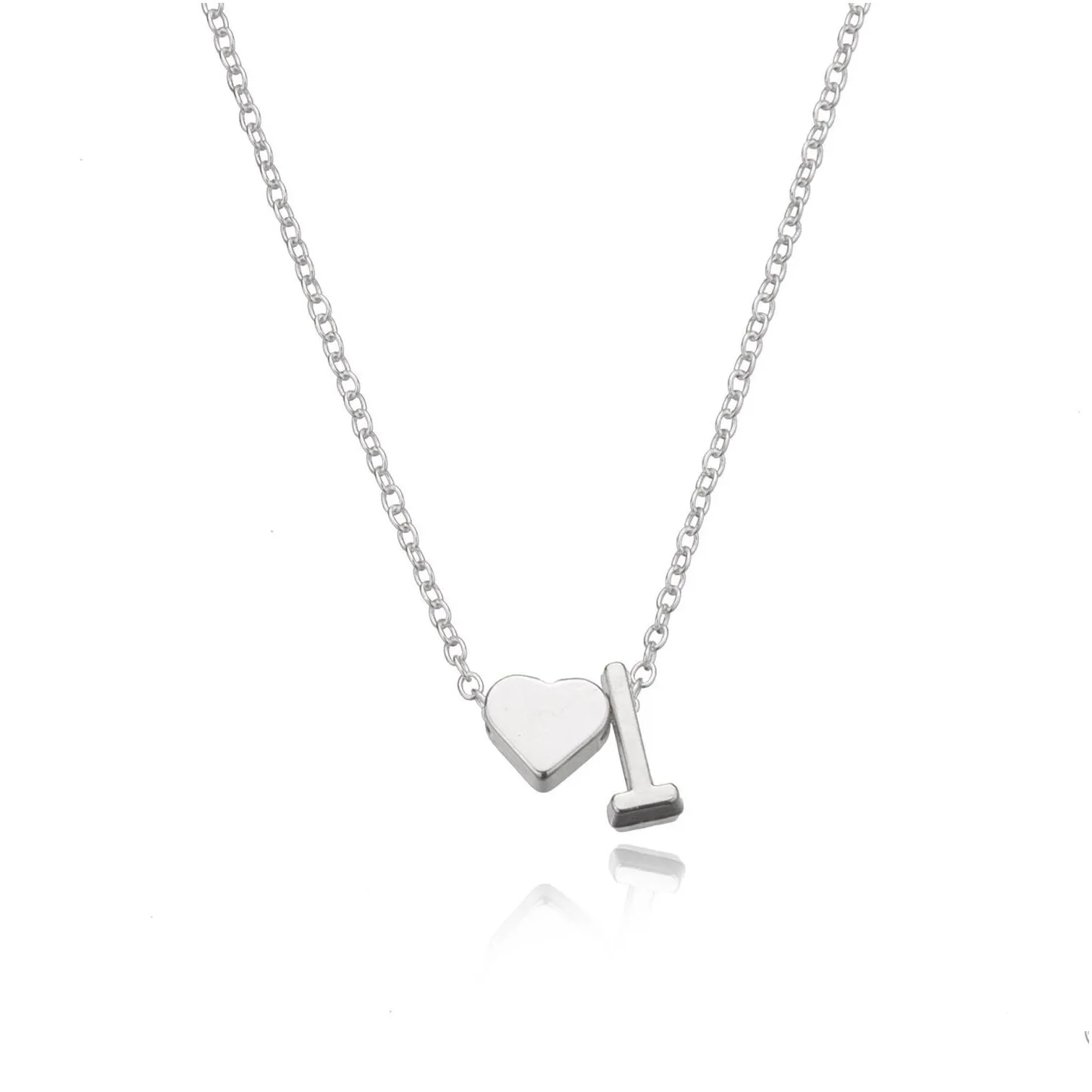 fashion tiny heart dainty initial necklace gold silver color letter name choker necklaces for women pendant jewelry gift