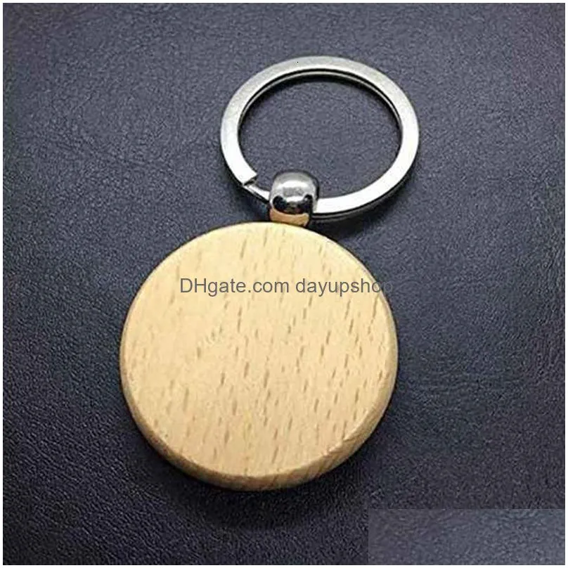 keychains lanyards 100pcs blank round wooden key chain diy wood keychains key tags can engrave diy gifts 230715