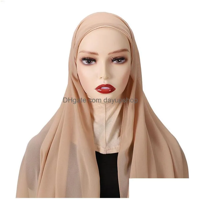 hijabs 1pc chiffon hijab veil for muslim women instant hijab je ladies islam cap scarf fashion headband shawl head wrap soft turban