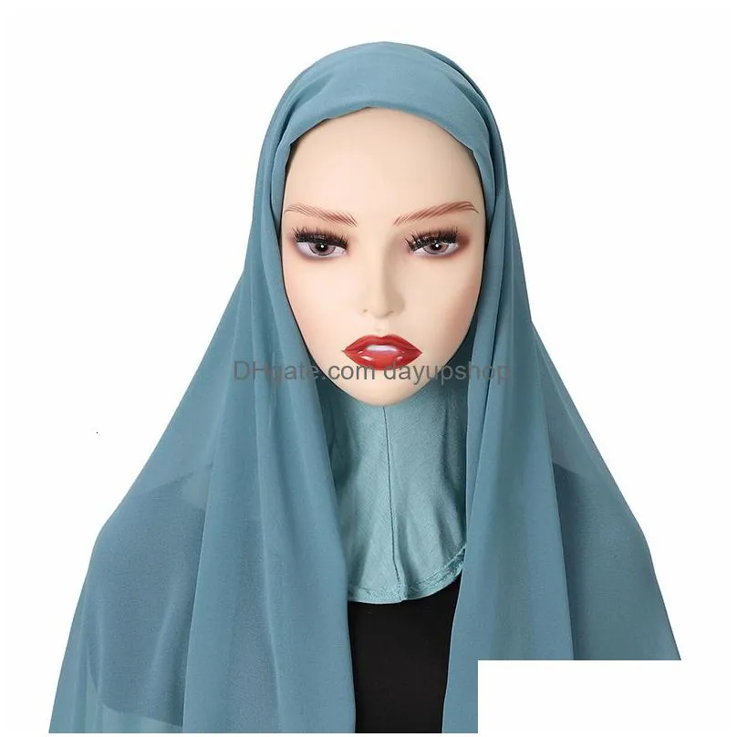 hijabs 1pc chiffon hijab veil for muslim women instant hijab je ladies islam cap scarf fashion headband shawl head wrap soft turban