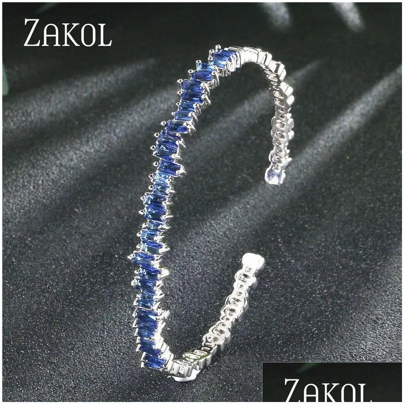 fashion t cubic zirconia cuff bangles for women trendy baguette men open bracelet bangle geometry girl party jewelry