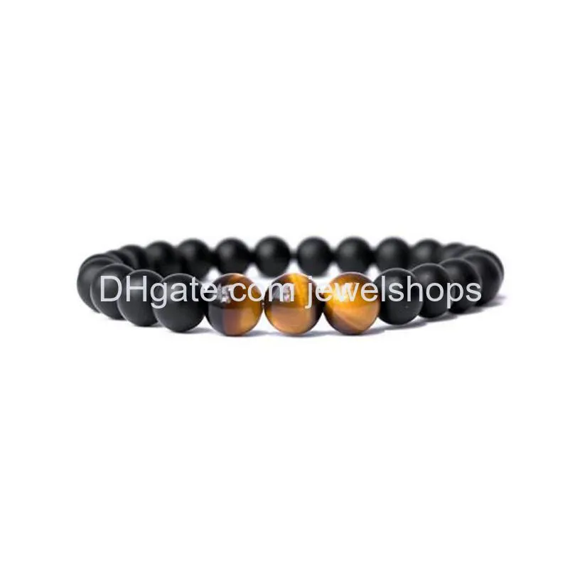 matt onyx tiger eye howlite bracelet genuine energy power beads stone black matte agate stretch bead couple bracelets for men women