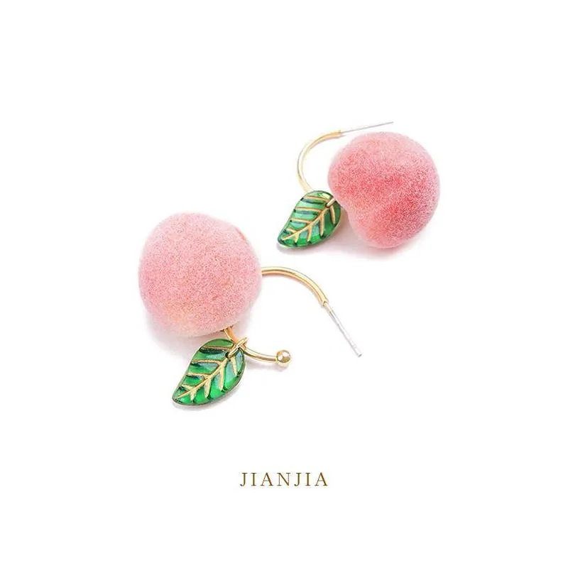 2021 summer korean acrylic trendy pink peach dangle earrings for women girls cute sweet jewelry gift fashion fruit