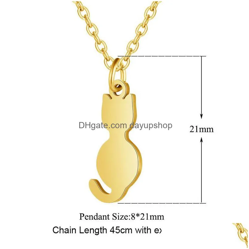 wholesale stainless steel necklace pet cat pendant fashion chain necklaces for pet lovers gifts animal jewelry new collar women