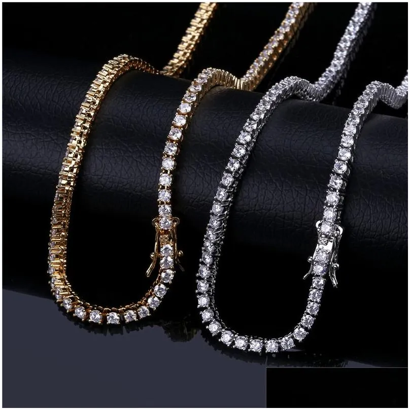 3 5mm Iced Out Tennis Necklaces AAA Cubic Zirconia Copper Diamond Designer 1 Row Fashion Hip Hop Jewelry for Men Women 18K Gold Silver Couples Love Bling Chains