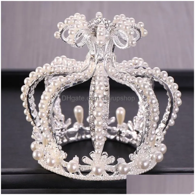 wedding hair jewelry forseven shiny crystal simulated pearl tiaras crown headband princess diadem bride noiva wedding party decoration jewelry