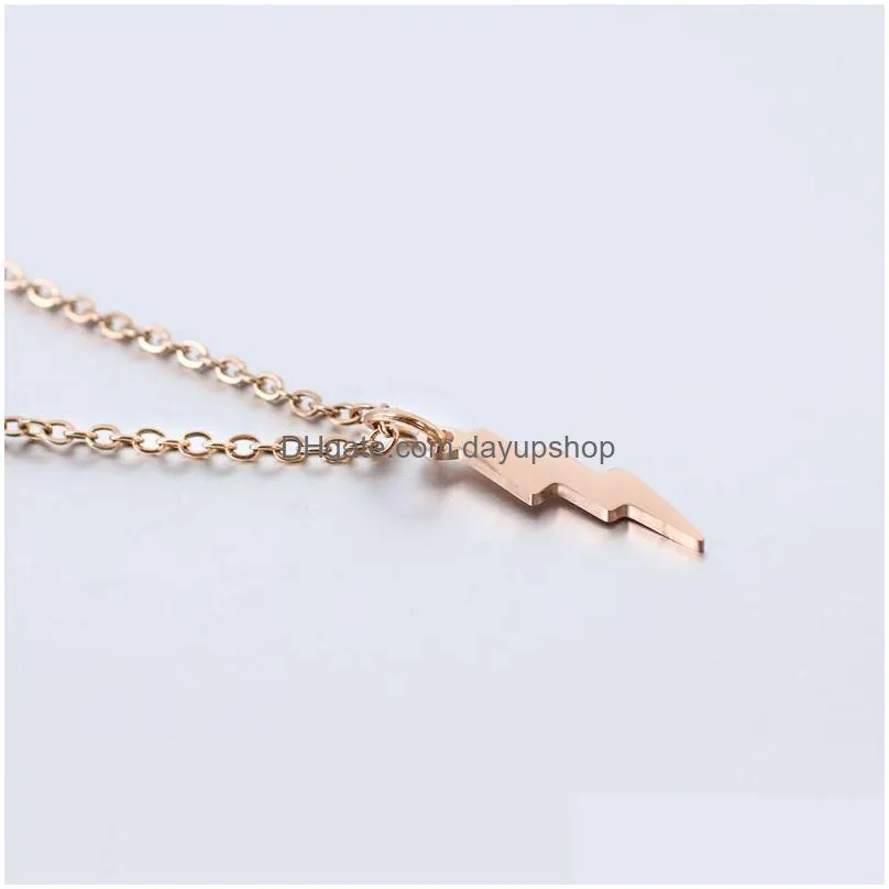 wholesale lightning necklaces for women girls gifts stainless steel pendant necklace rose gold jewelry fashion trendy jewellery