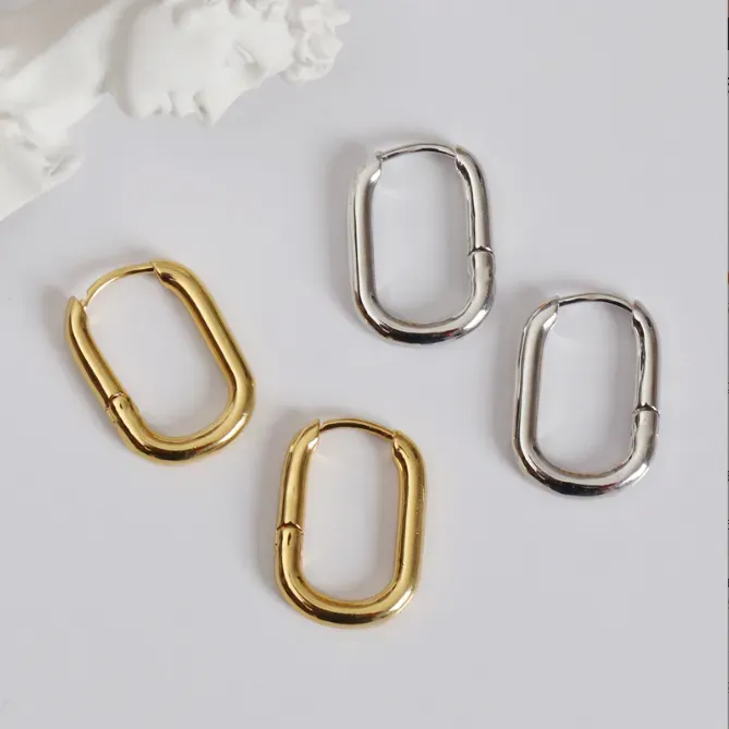 hoop & huggie gold chic water drop shaped earrings women`s chunky hoops geometrical brass minimalist wedding party jewelryhoop