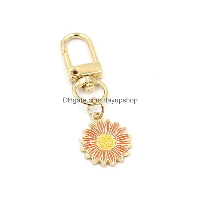 wholesale women girls sun flower pendant keychain fashion key rings zipper pull charm planner charms accessories hangbag hanging pendants