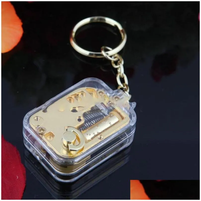 Keychains Music Box Keychain Pendant Movement 18 Tones Mechanical Metal Boxes Clockwork With Screws Kids Gifts Toys