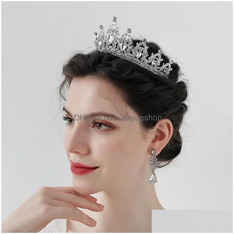 hair clips customized design retro baroque rhinestone crown halloween wedding accessories girl shiny tiaras birthday party crowns