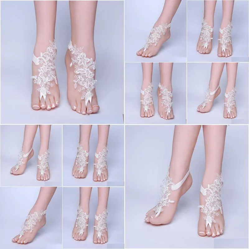 anklets foot chain lace ankle bracelet bride beach wedding barefoot sandals women`s blue 230512