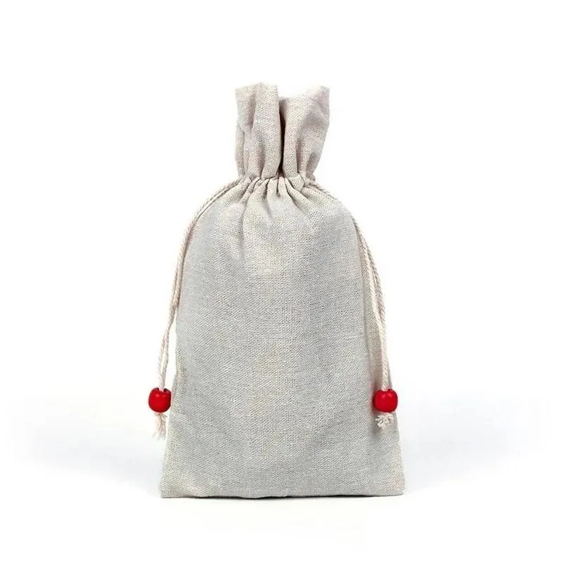 christmas linen drawstring gifts bag santa clause snowflake snowman xmas burlap storage pouch xmas birthday party candy bag